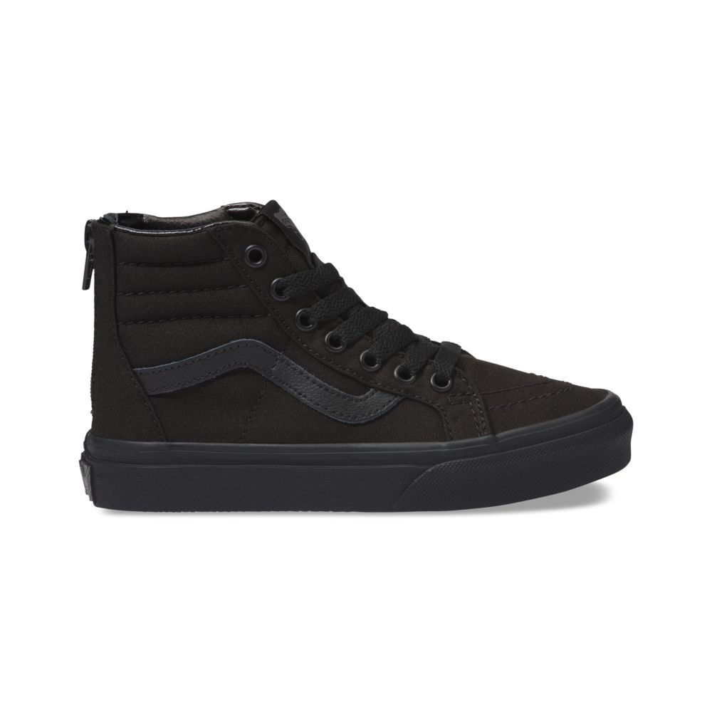 Vans Pop Check Sk8-Hi Zip Classic Barn Svarta Svarta | 84926QZXS