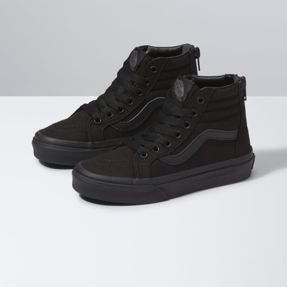 Vans Pop Check Sk8-Hi Zip Classic Barn Svarta Svarta | 84926QZXS