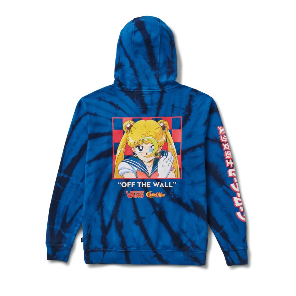 Vans Pretty Guardian Sailor Moon Fleece Tie Dye Hoodie Herr Blå | 02675FSUC