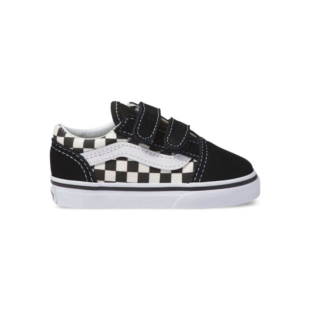 Vans Primary Check Old Skool V Classic Barn Svarta Vita | 46905QGHO