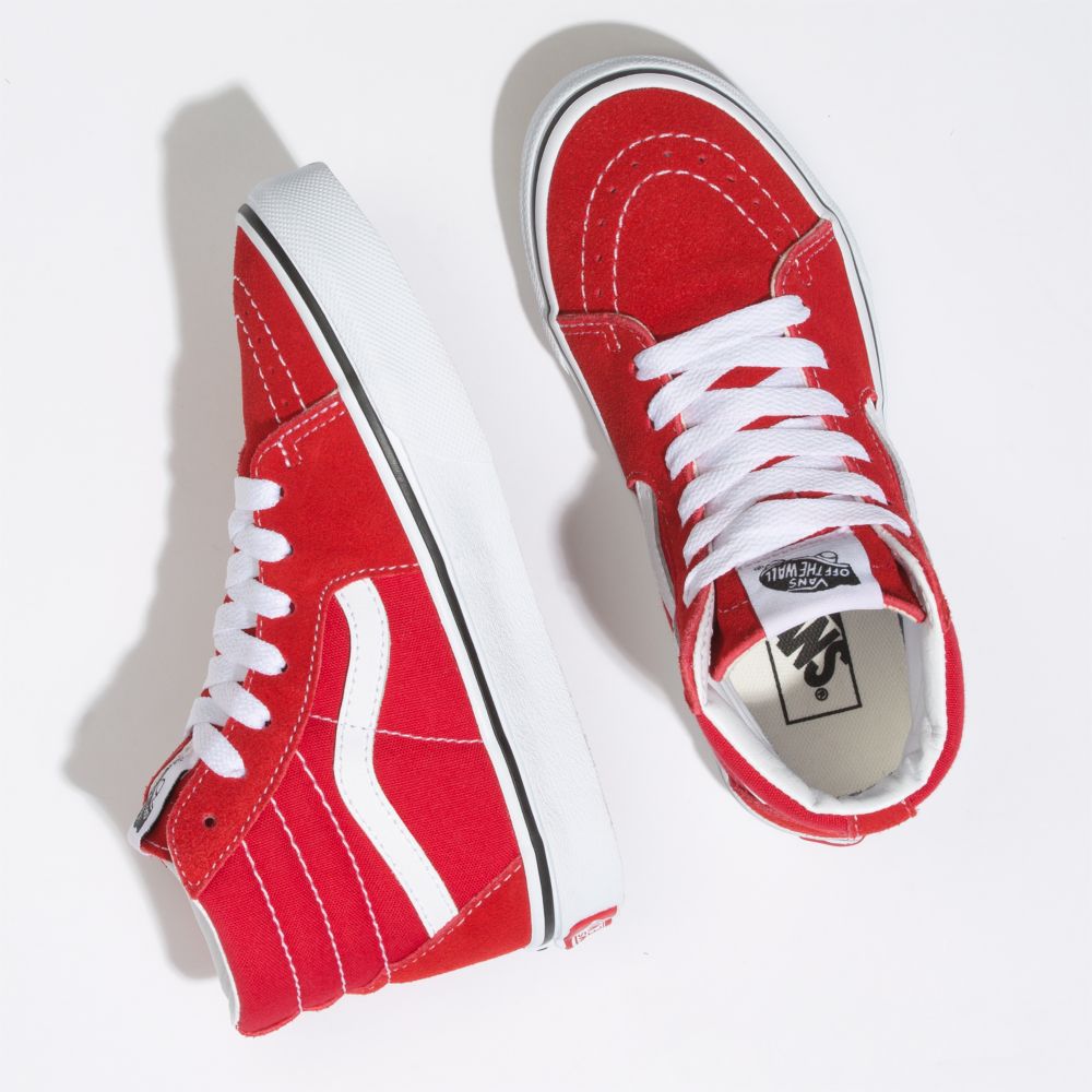 Vans Sk8-Hi Classic Barn Röda Vita | 58762ULHW