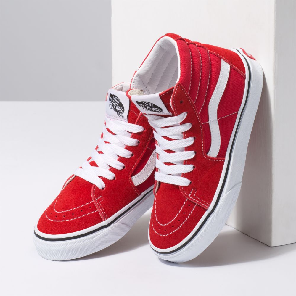 Vans Sk8-Hi Classic Barn Röda Vita | 58762ULHW