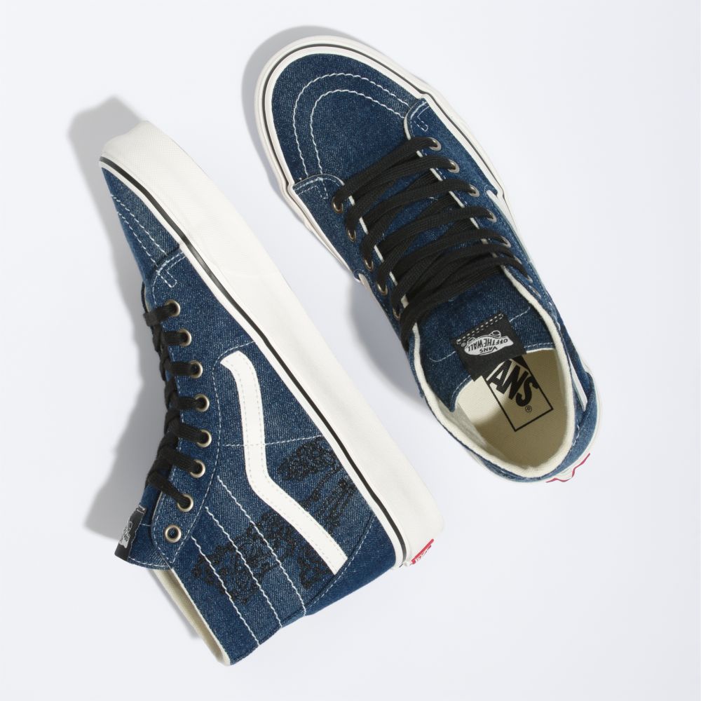 Vans Sk8-Hi Tapered Classic Dam Blå Marinblå Vita | 62053VKRS