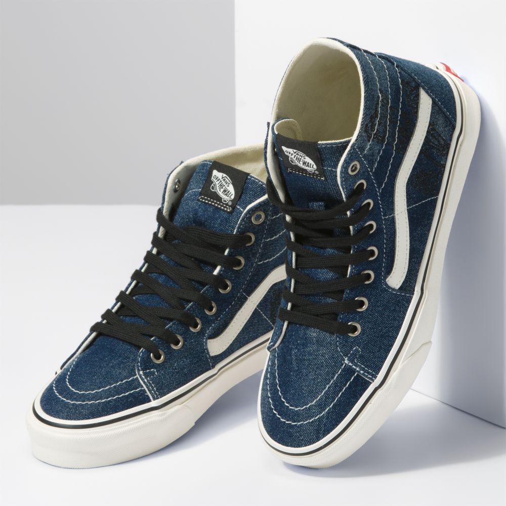 Vans Sk8-Hi Tapered Classic Dam Blå Marinblå Vita | 62053VKRS