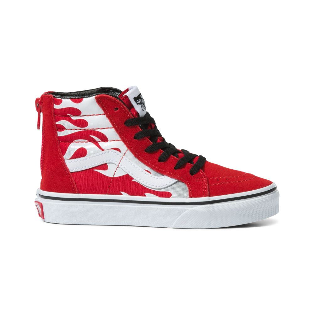 Vans Sk8-Hi Zip Classic Barn Röda Svarta | 94182MJYG