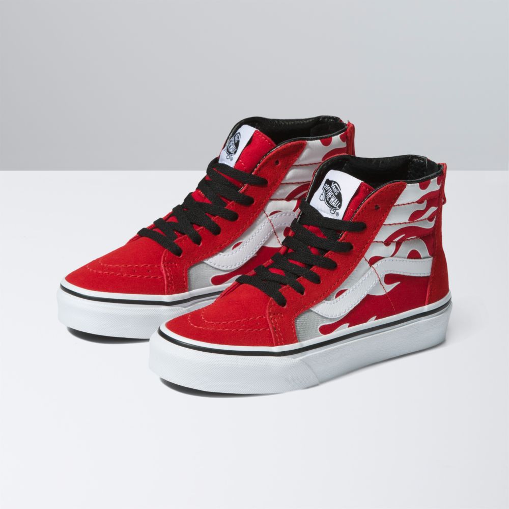 Vans Sk8-Hi Zip Classic Barn Röda Svarta | 94182MJYG