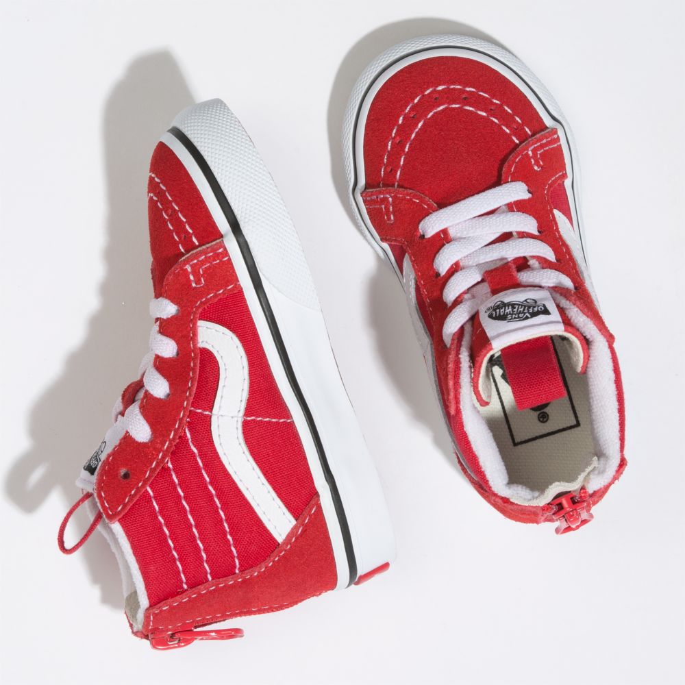 Vans Sk8-Hi Zip Classic Barn Röda Vita | 67491LATM