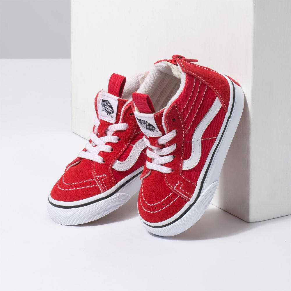 Vans Sk8-Hi Zip Classic Barn Röda Vita | 67491LATM