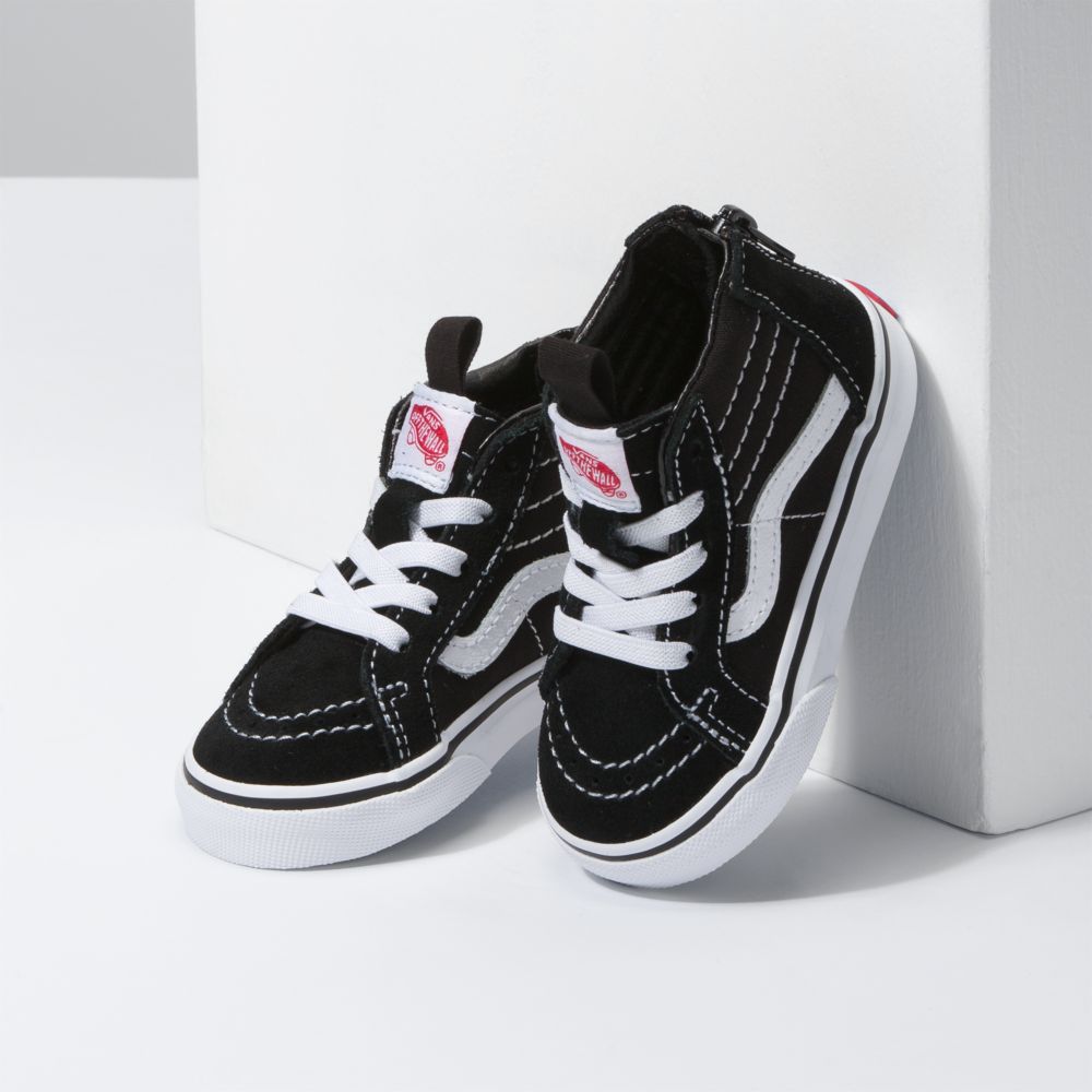 Vans Sk8-Hi Zip Classic Barn Svarta Vita | 32490OVUG