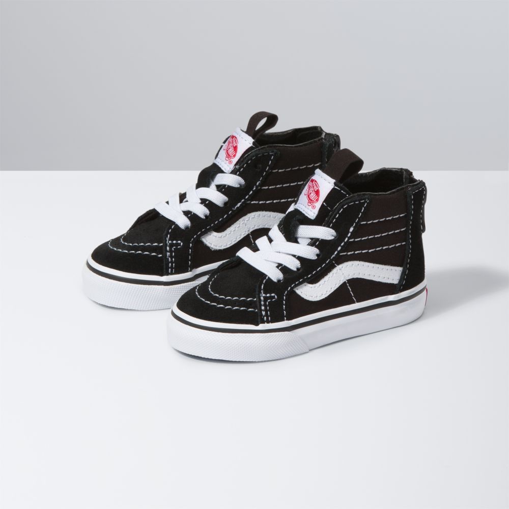 Vans Sk8-Hi Zip Classic Barn Svarta Vita | 32490OVUG