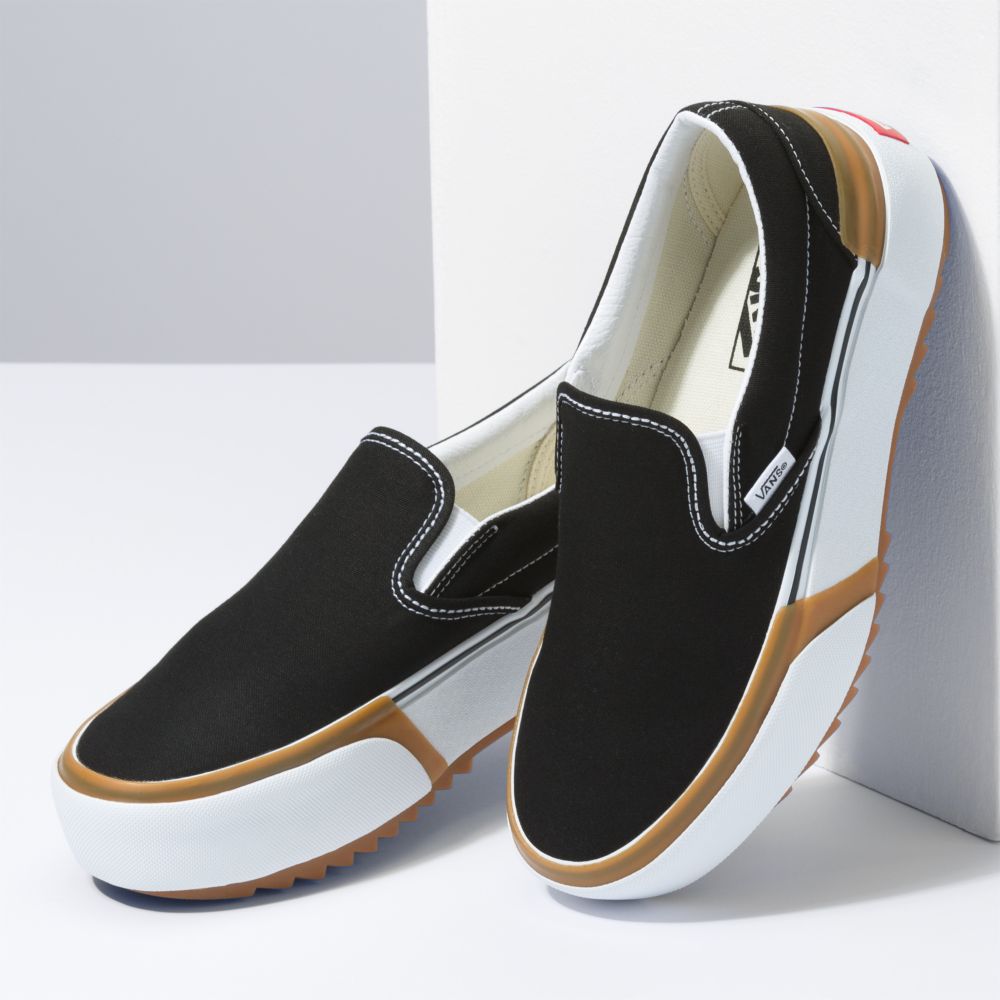 Vans Slip On Stacked Classic Dam Svarta Vita | 10254HJMC