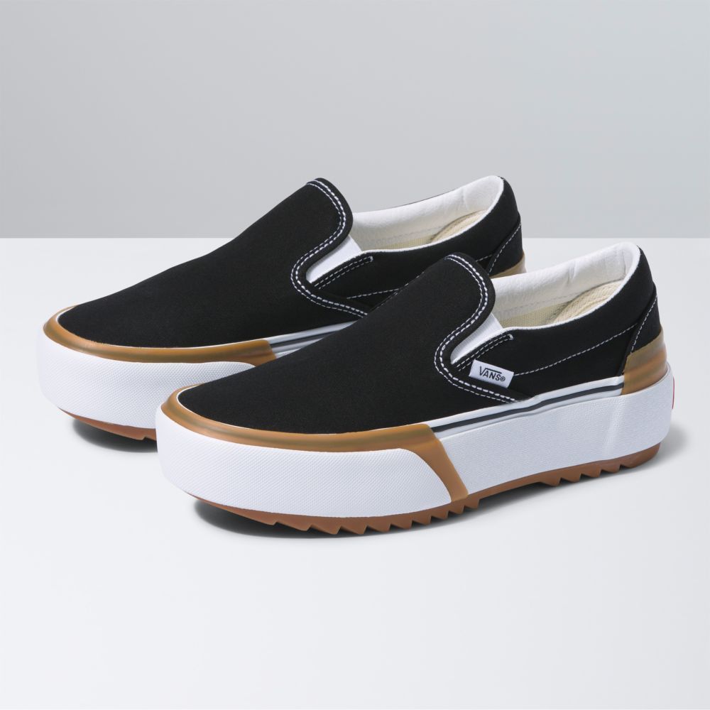 Vans Slip On Stacked Classic Dam Svarta Vita | 10254HJMC