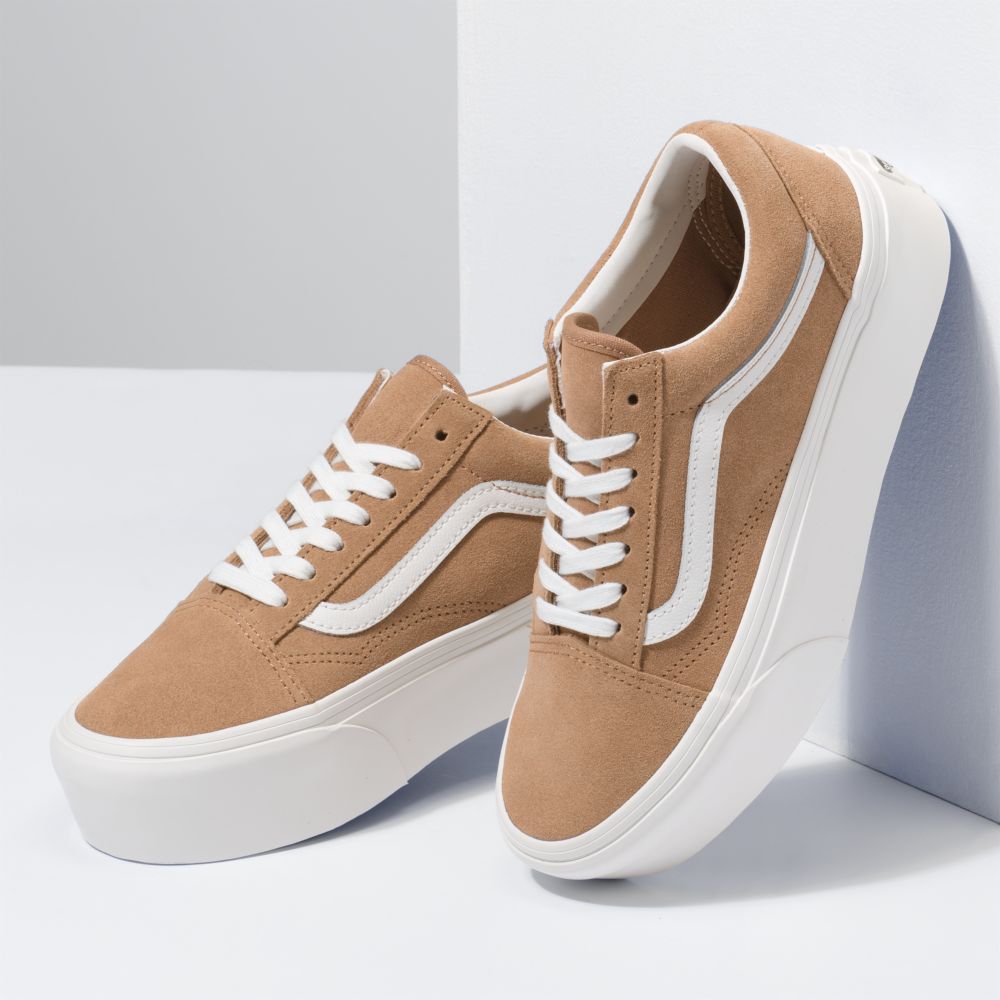 Vans Soft Mocka Old Skool Stackform Classic Dam Ljusbruna Vita | 75148PDCQ