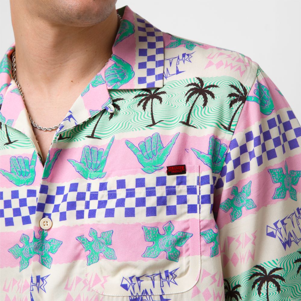 Vans Stranger Things California Stripe Buttondown Skjorta Herr Rosa | 17084VGUX