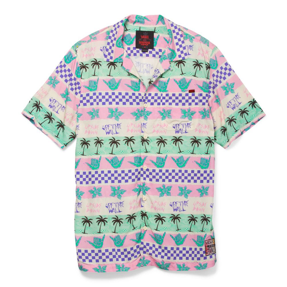 Vans Stranger Things California Stripe Buttondown Skjorta Herr Rosa | 17084VGUX