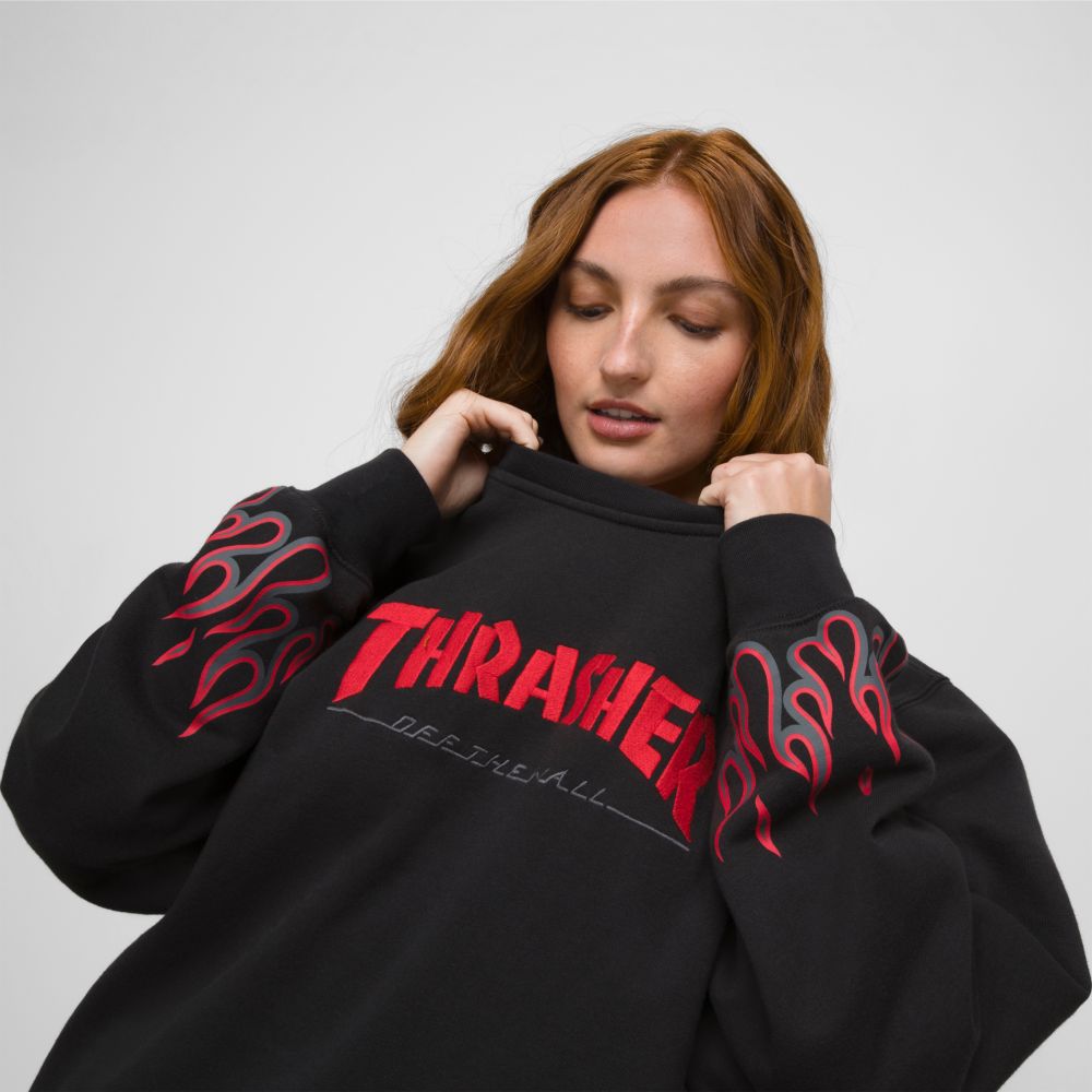 Vans Thrasher Flame Hoodie Herr Svarta | 92861JCWO