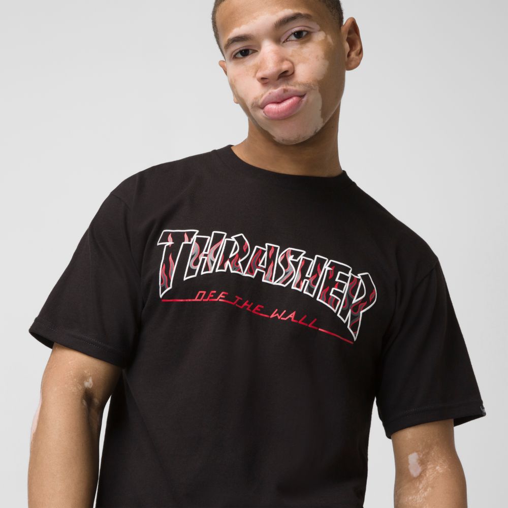 Vans Thrasher Off The Wall Logo T-shirt Herr Svarta | 35947BRGE