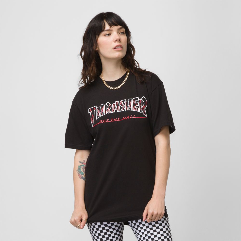 Vans Thrasher Off The Wall Logo T-shirt Herr Svarta | 35947BRGE