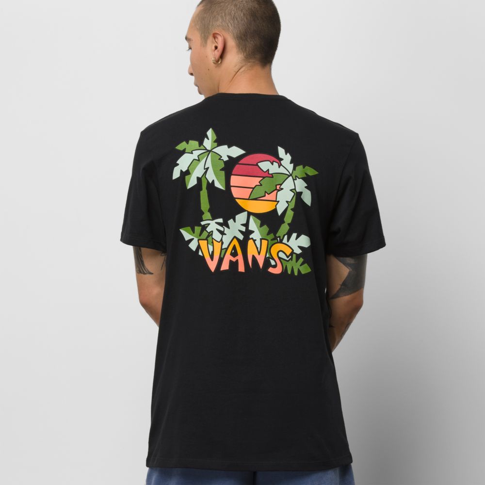 Vans Tiki Palms T-shirt Herr Svarta | 86940WAZV