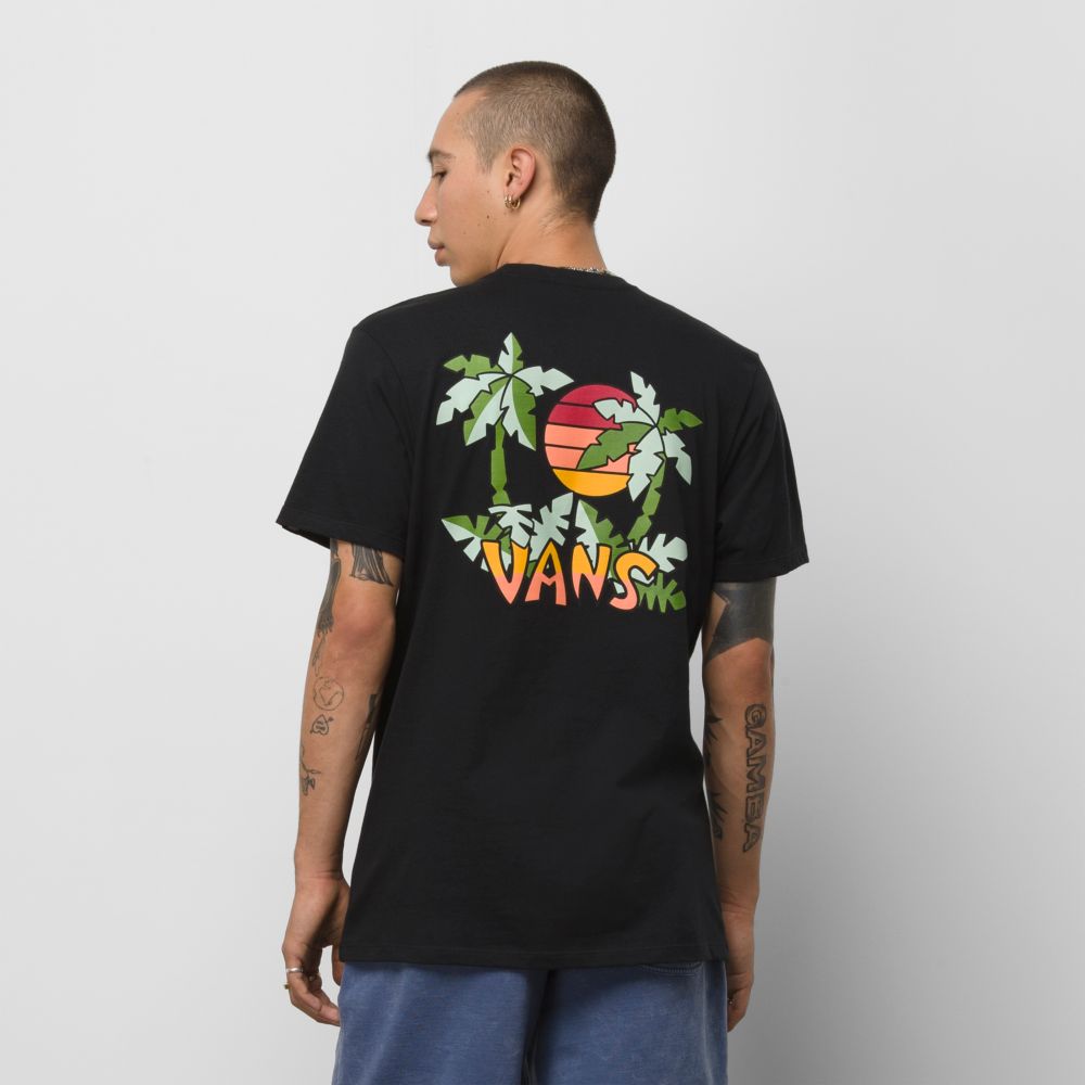 Vans Tiki Palms T-shirt Herr Svarta | 86940WAZV