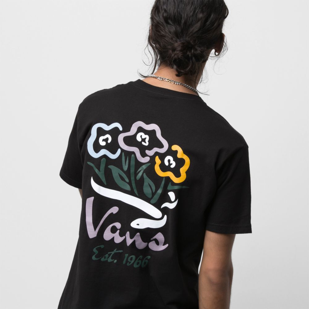 Vans Tri Floral T-shirt Herr Svarta | 78214IJPS