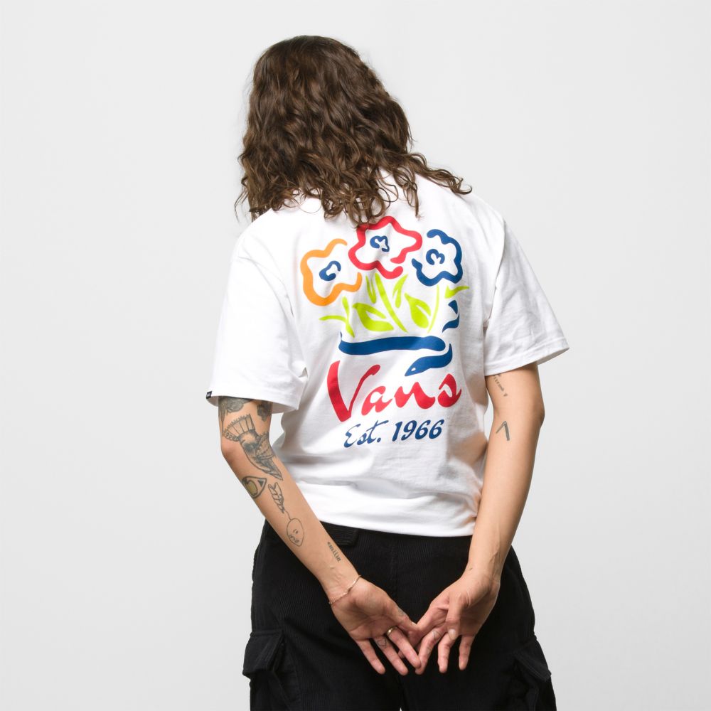 Vans Tri Floral T-shirt Herr Vita | 19345MPNQ