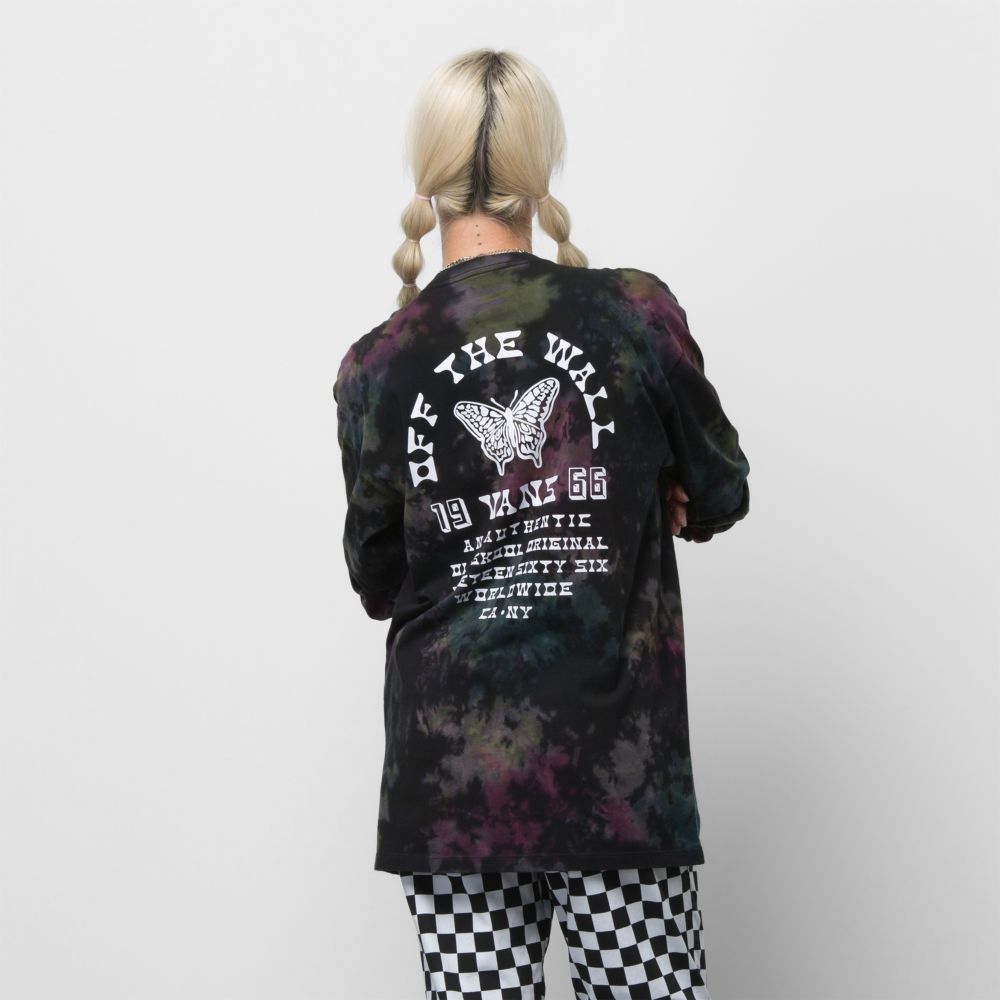 Vans Tri Tie Dye T-shirt Herr Svarta Lila Ljusgröna | 12763PMQX