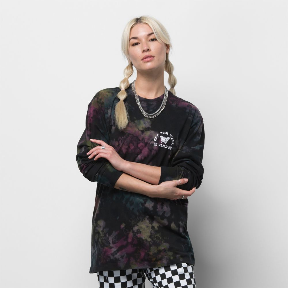 Vans Tri Tie Dye T-shirt Herr Svarta Lila Ljusgröna | 12763PMQX