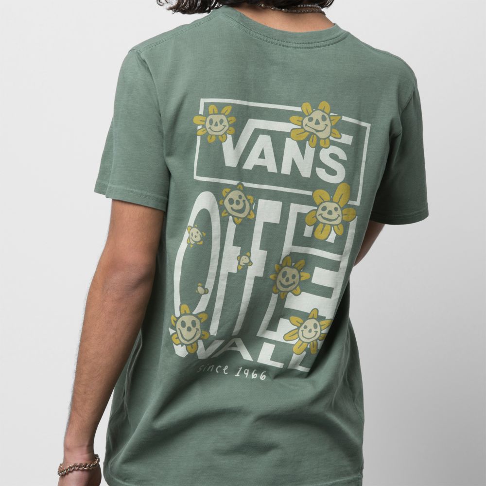 Vans Trippy Grin Floral T-shirt Herr Gröna | 74163JFOX