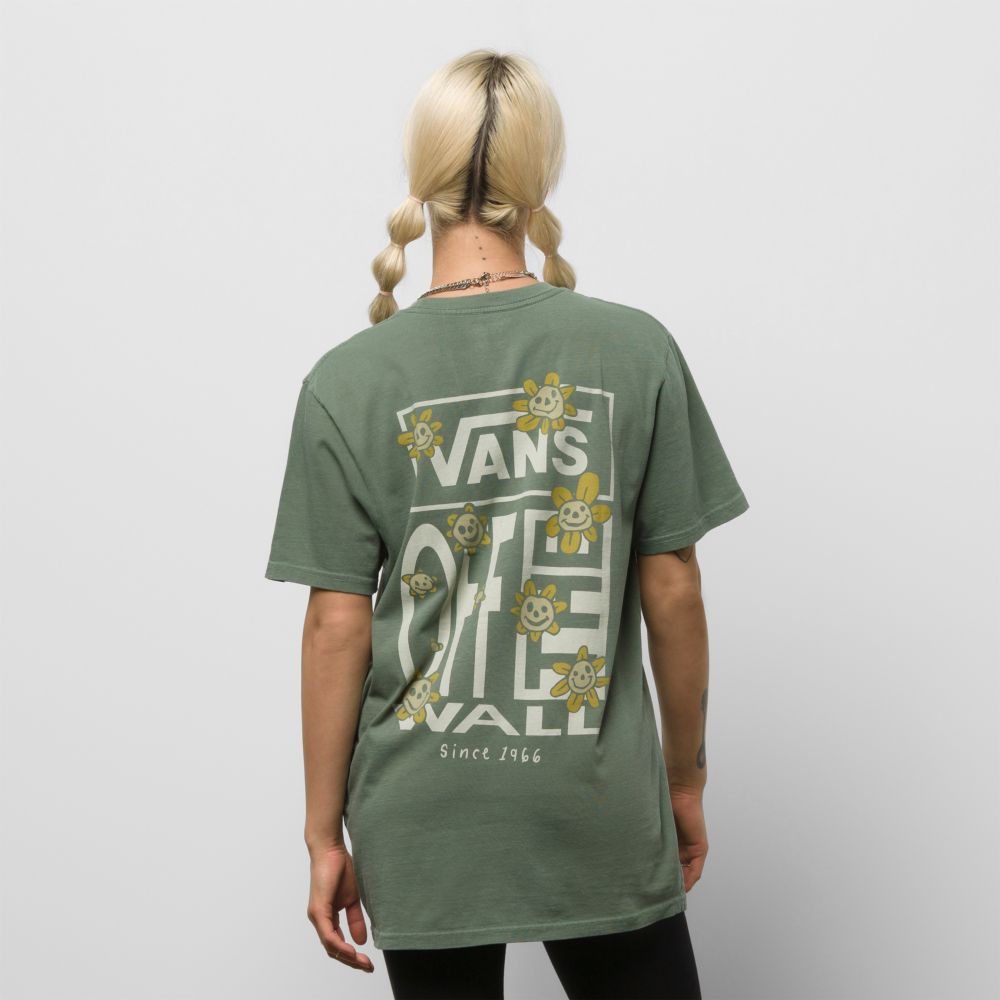 Vans Trippy Grin Floral T-shirt Herr Gröna | 74163JFOX