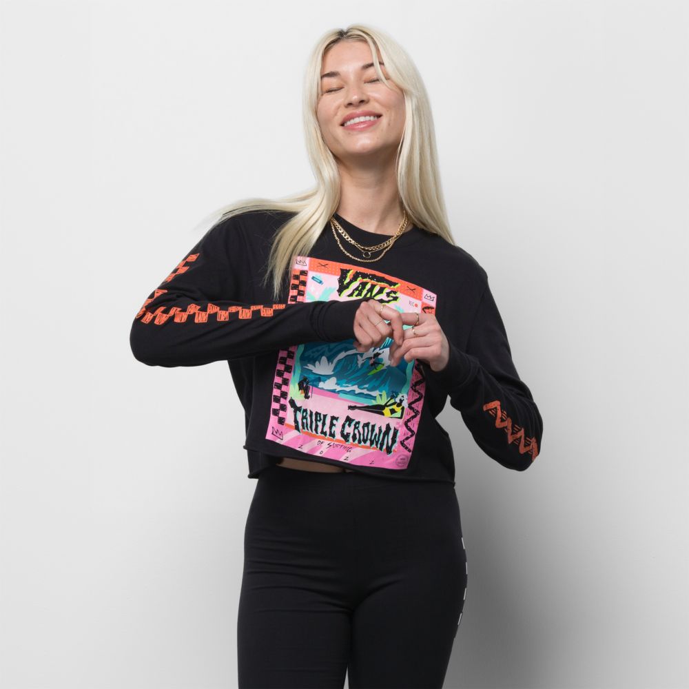 Vans VTCS 2022 Crop T-shirt Dam Svarta | 92415KCSX