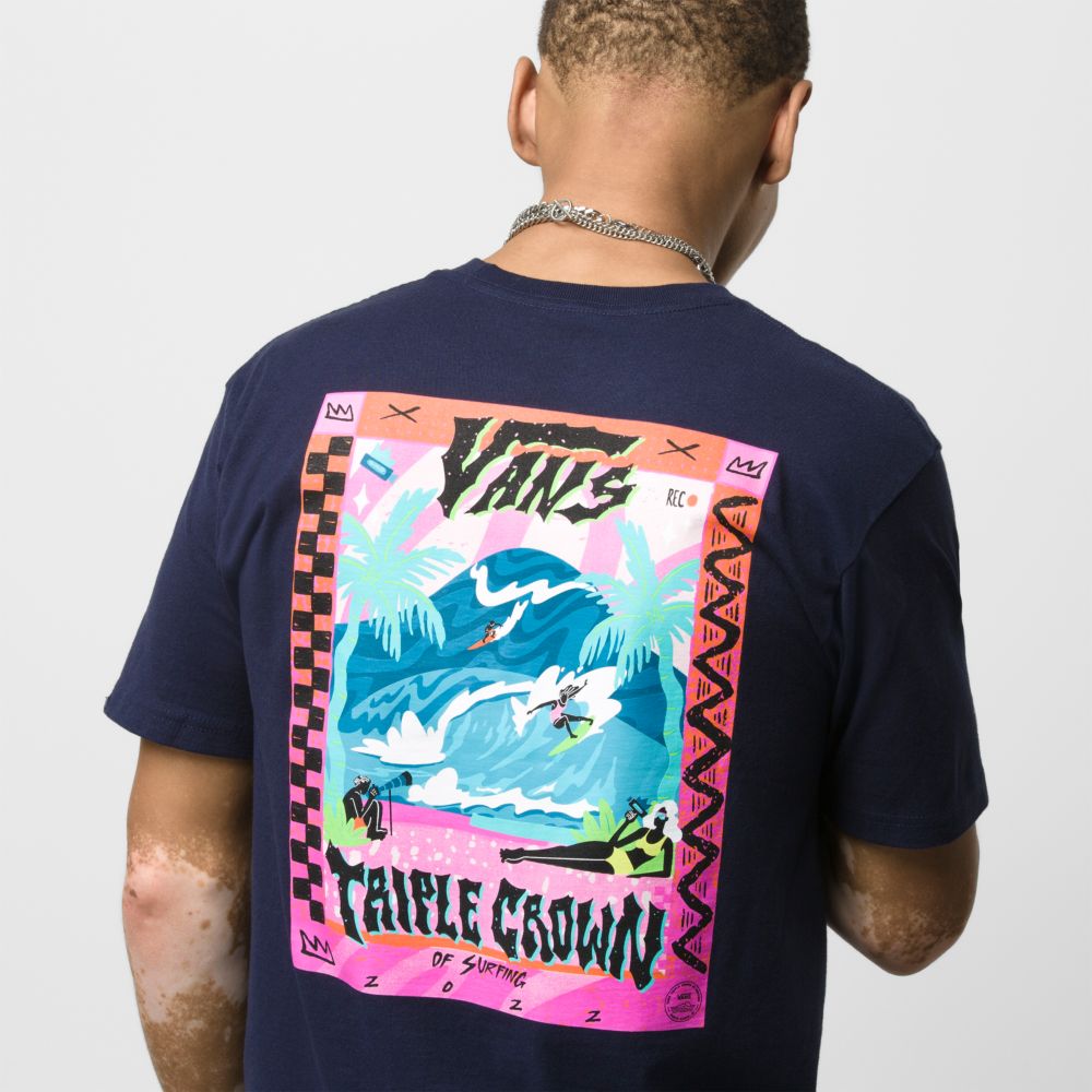 Vans VTCS 2022 Poster T-shirt Herr Marinblå | 78651XVAZ