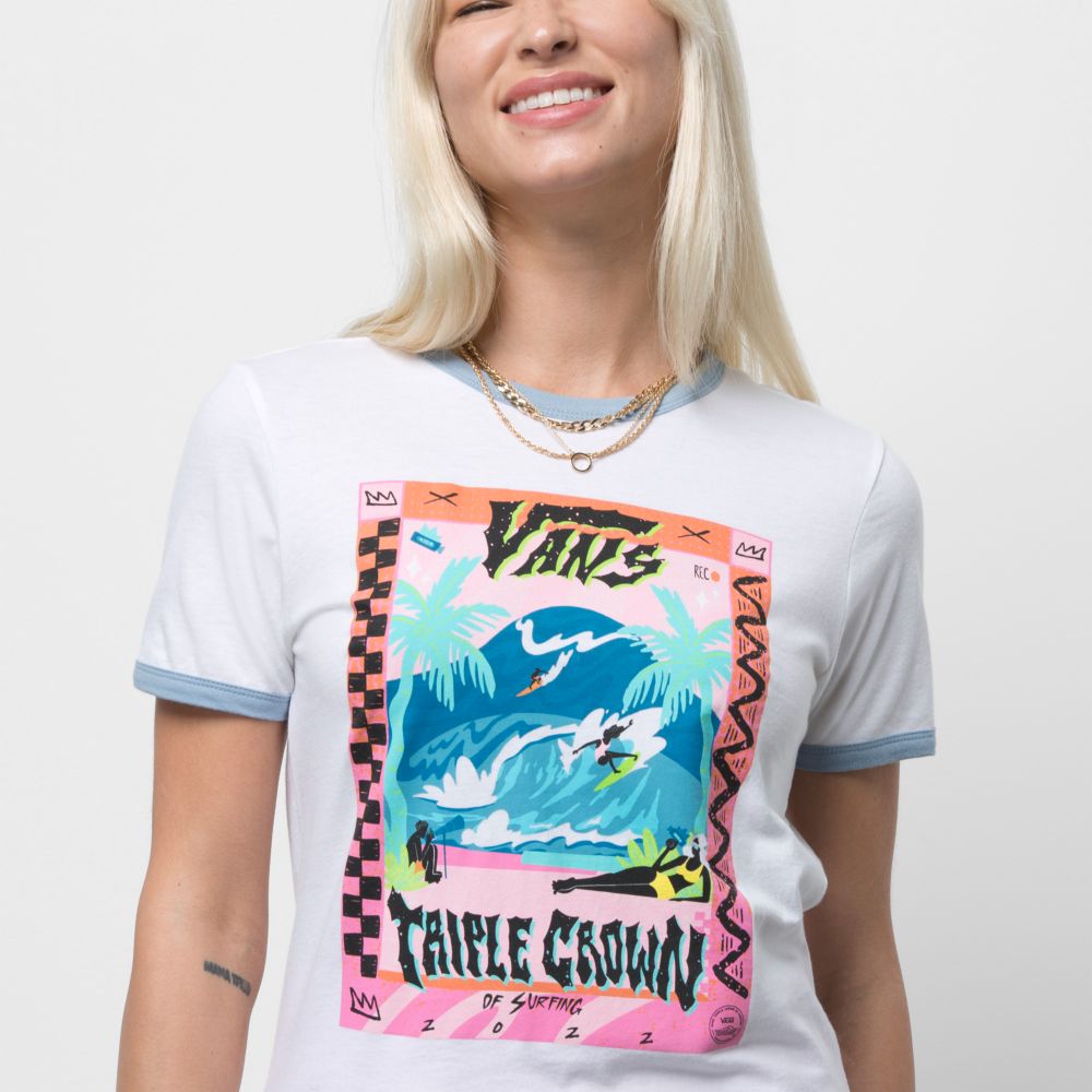 Vans VTCS 2022 Ringer T-shirt Dam Vita | 41028WFYK