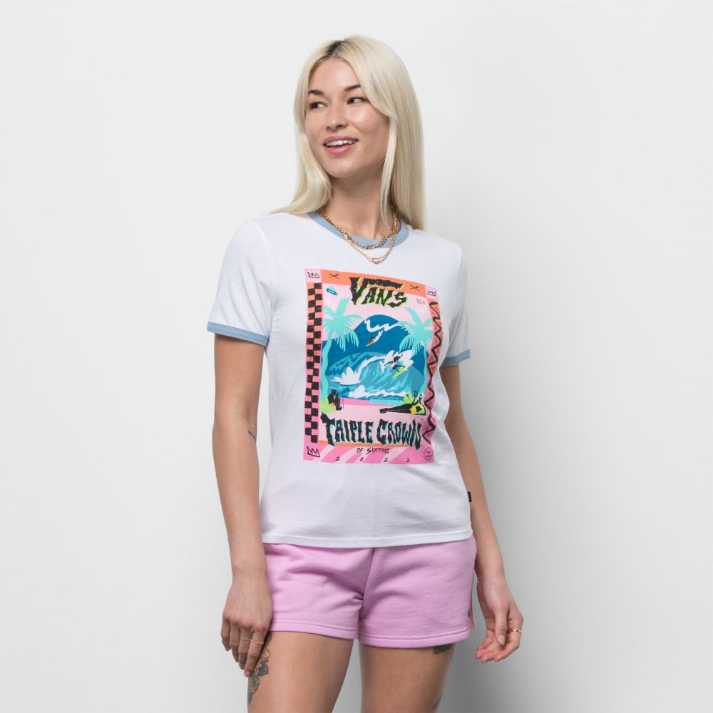 Vans VTCS 2022 Ringer T-shirt Dam Vita | 41028WFYK