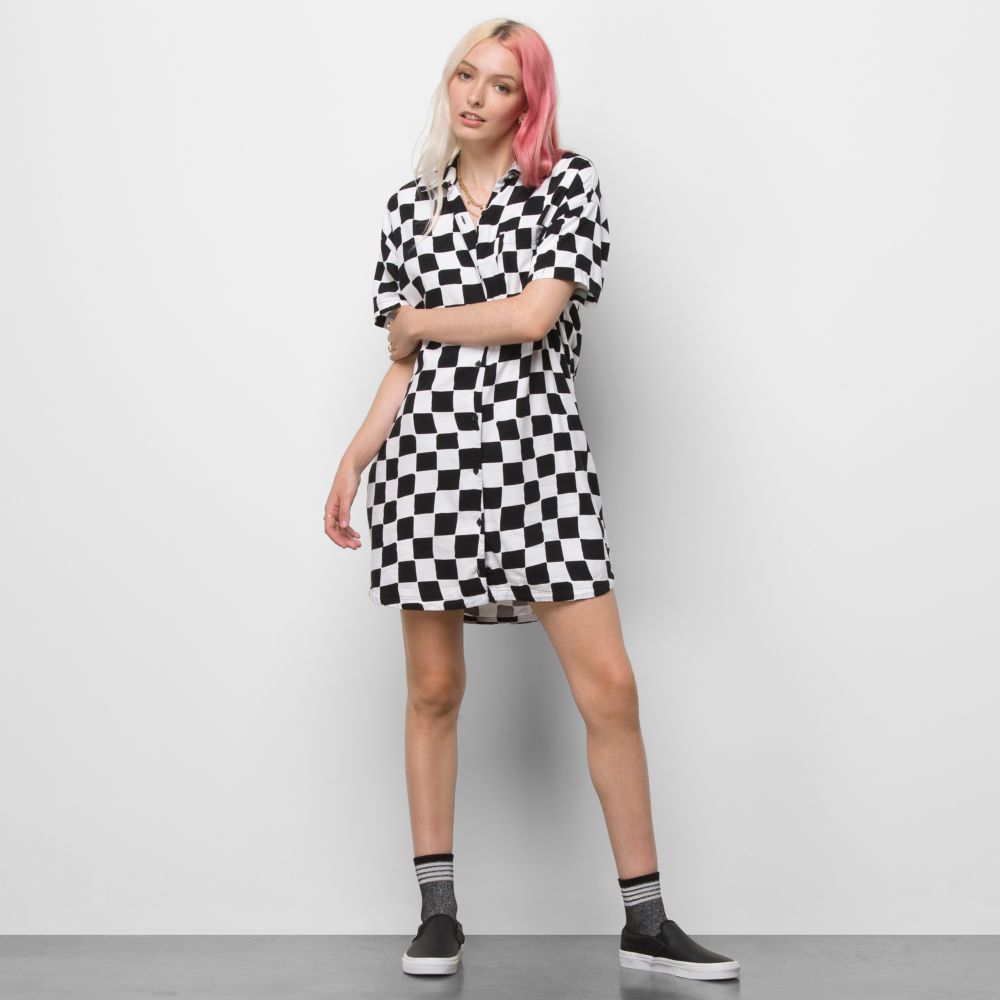 Vans Wavy Check Kjolar Dam Svarta | 25836RBNI