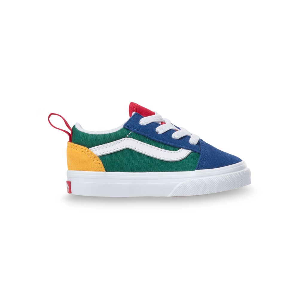 Vans Yacht Club Old Skool Elastic Spets Classic Barn Blå Gröna Gula | 19350VFZJ