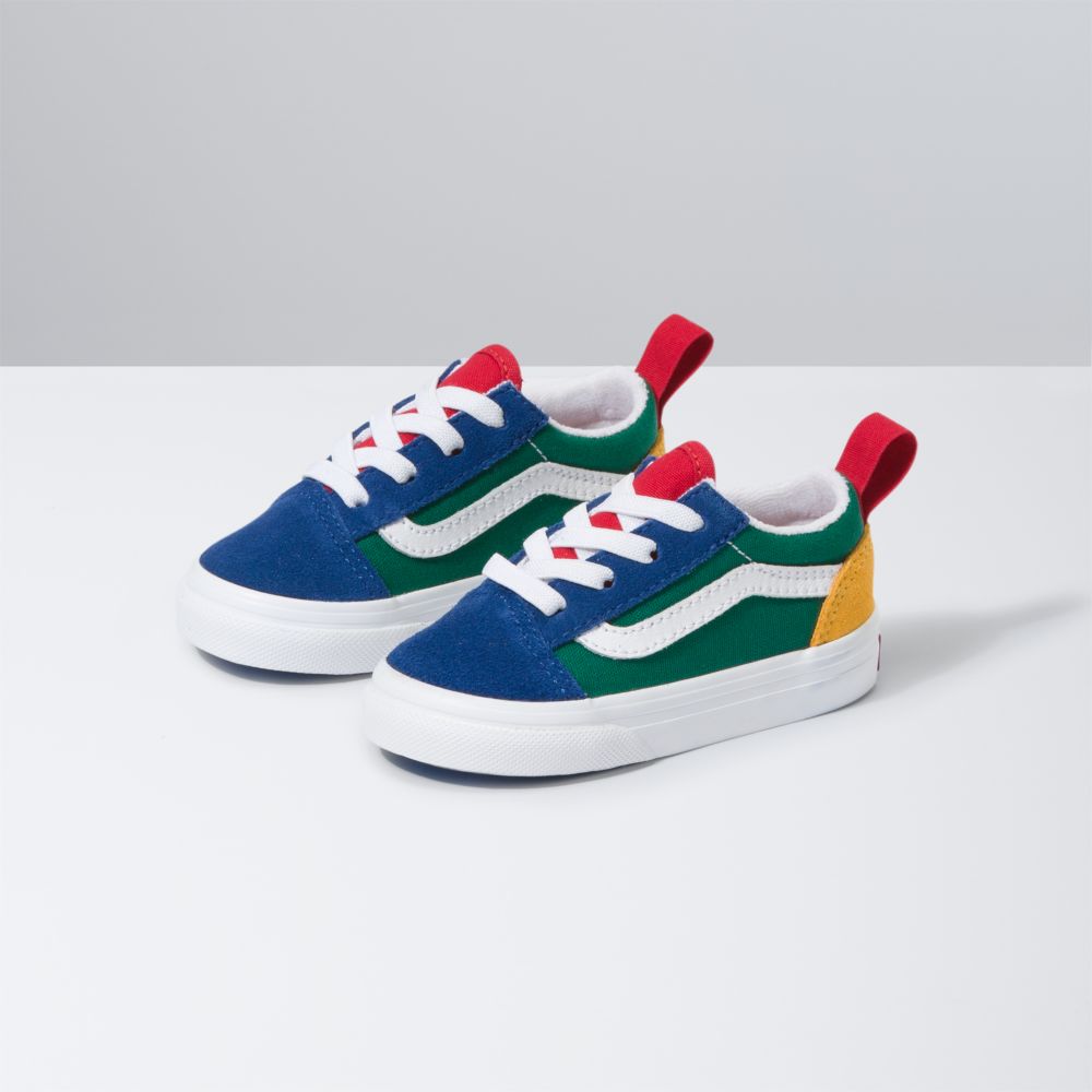 Vans Yacht Club Old Skool Elastic Spets Classic Barn Blå Gröna Gula | 19350VFZJ