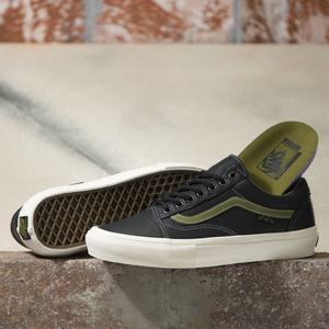 Vans Butter Läder Old Skool Classic Dam Svarta Gröna | 46539KZNO