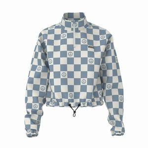 Vans Left Chest Print Half Zip Hoodie Dam Blå | 70639QRHD