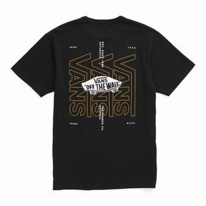 Vans Off The Wall Logo Back T-shirt Herr Svarta | 98564QDUO